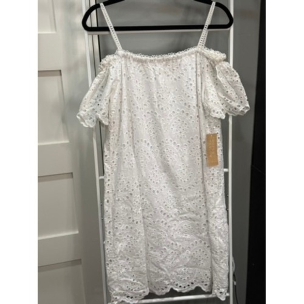 Hope & Harlow Womens White Eyelet Off Shoulder Dress Size 8 NWT Cottagecore Boho
